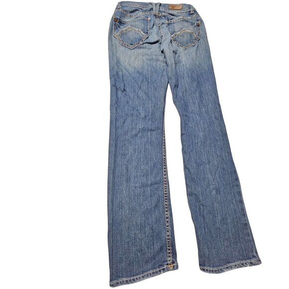 Denim of Virtue Jeans Womens Size 25 Boot Cut Low Rise Light Wash Ripped - Picture 3 of 10